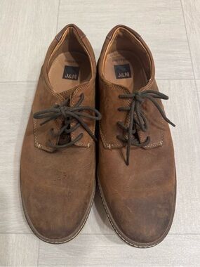 Johnston & Murphy McGuffey Brown Leather w/ Sheepskin Lining & Derby Toe Design
